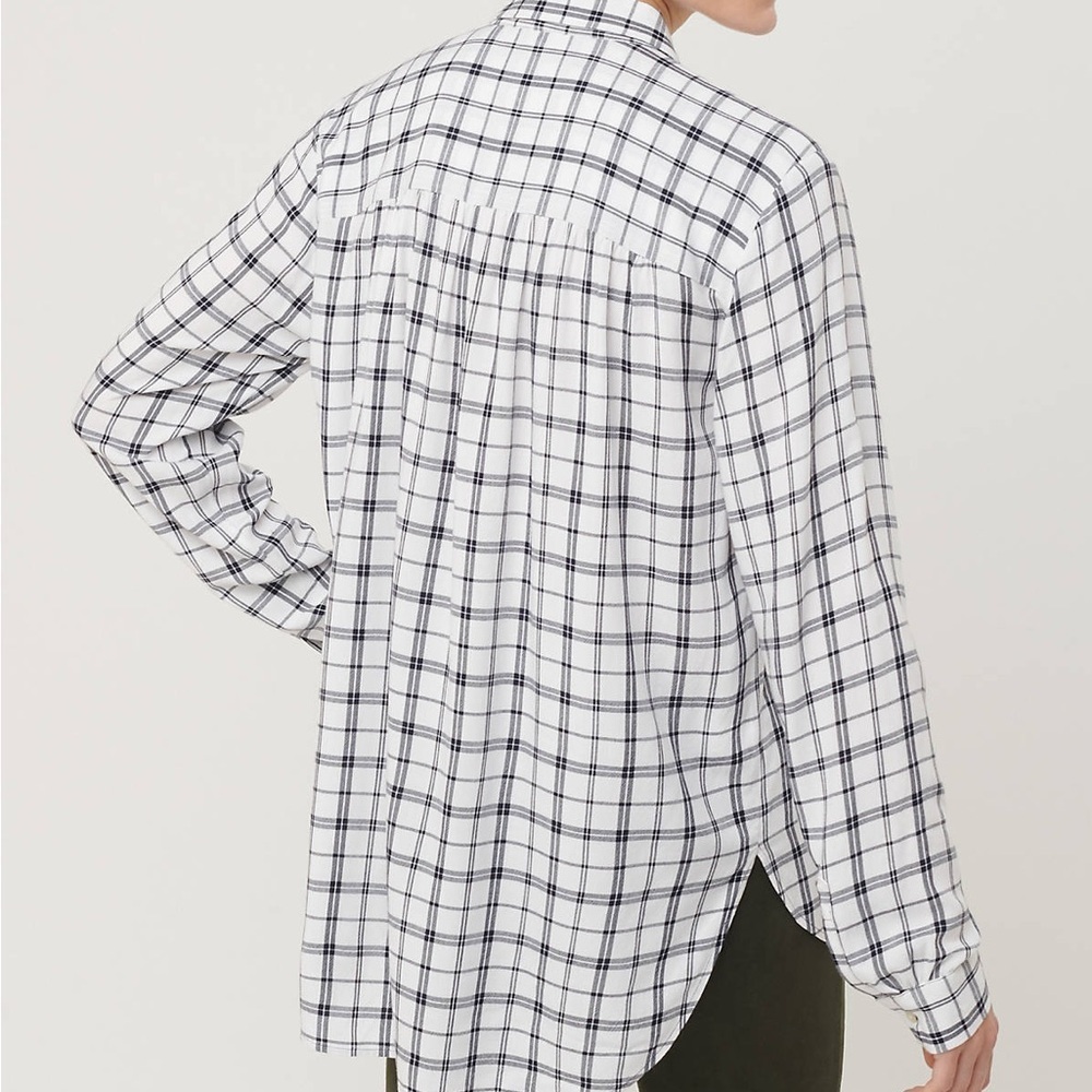 LOFT White and Black Plaid Button Down Shirt NWOT - Picture 3 of 9